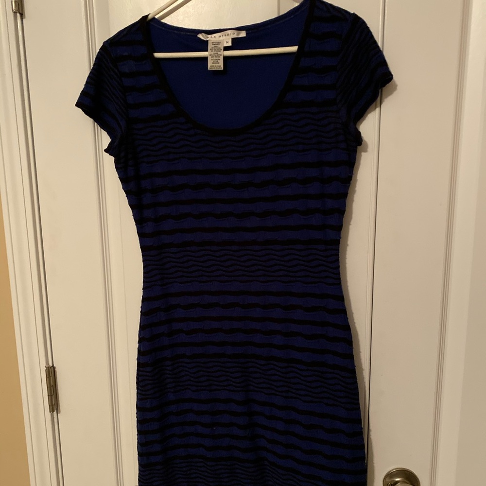 Blue and black sheath dress